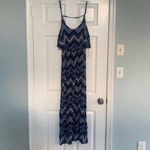 Blue patterned maxi dress